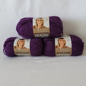 3 New Lion Brand Vanna's Choice 3.5 oz Eggplant